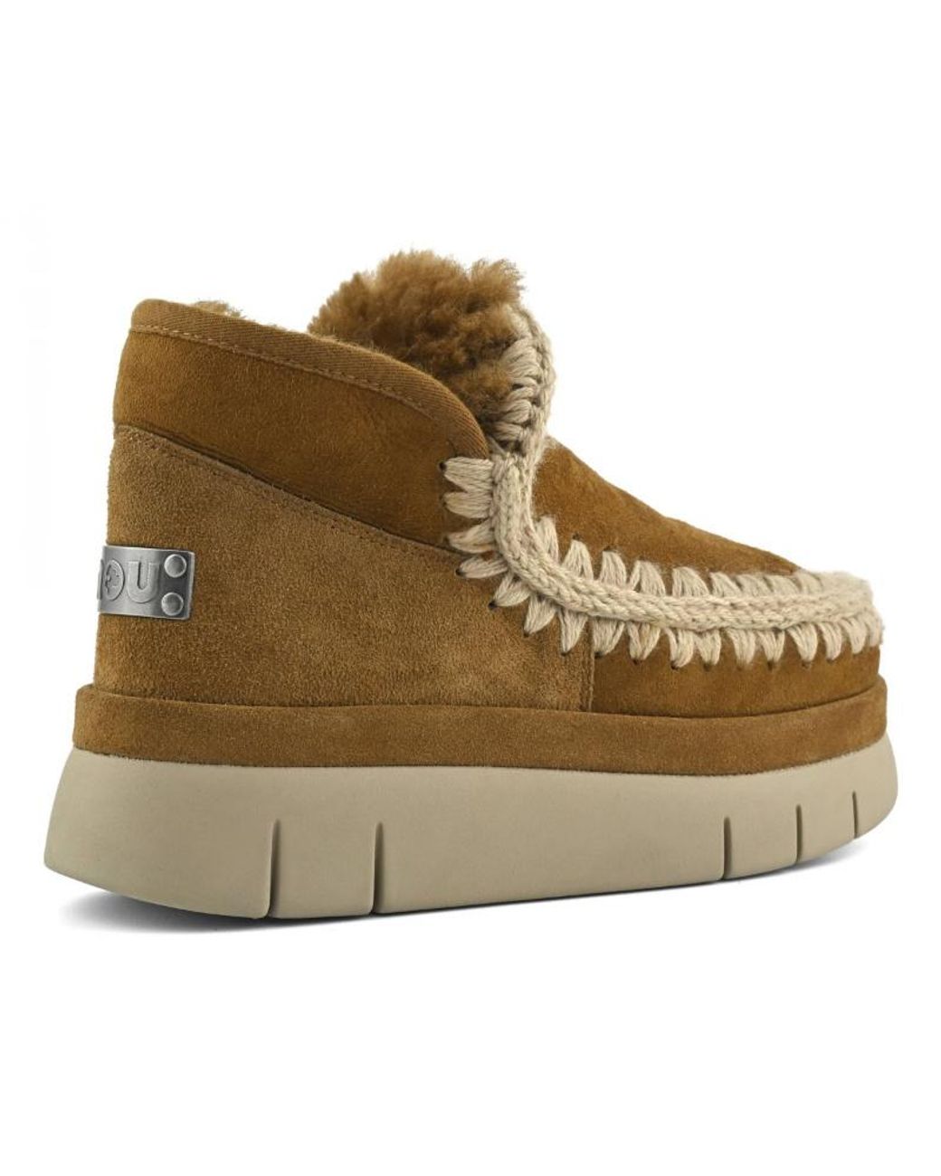 Mou Brown Bounce Braided-Trim Suede Ankle Boots