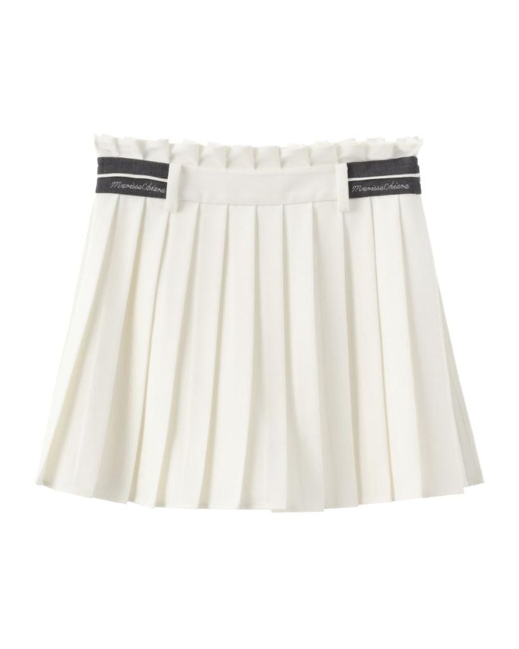Marissa Chiara White Logo Pleated Skirt