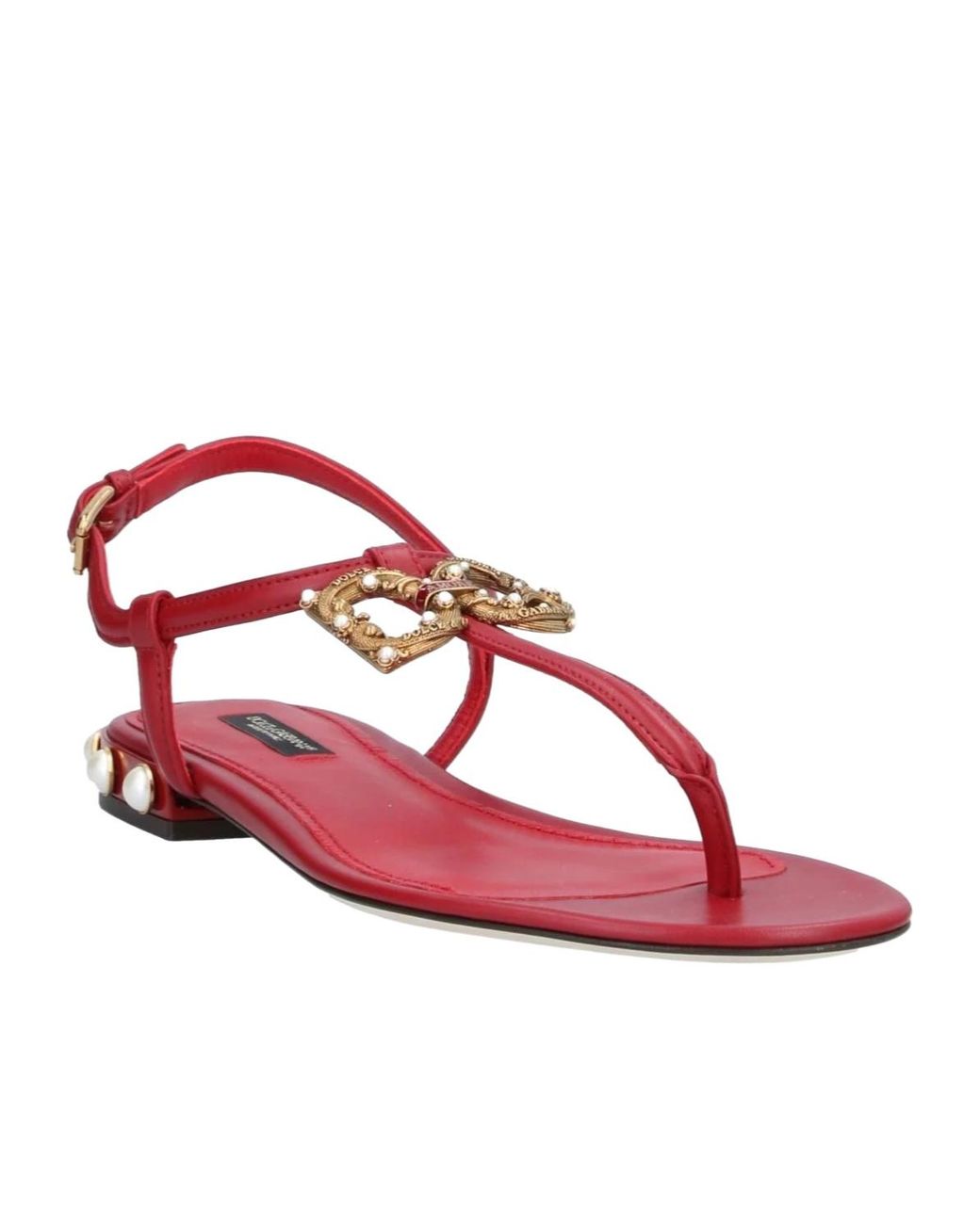 Dolce & Gabbana Pink Round Toe Leather Sandals