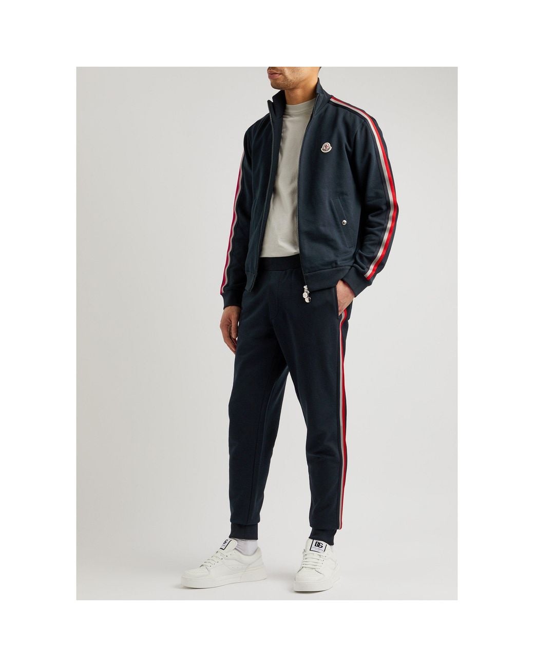 Moncler Blue Striped Sweatpants With Cuffed Ankles for men