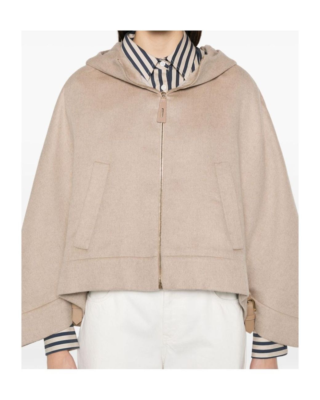 Max Mara Natural Zip-Up Hooded Jacket