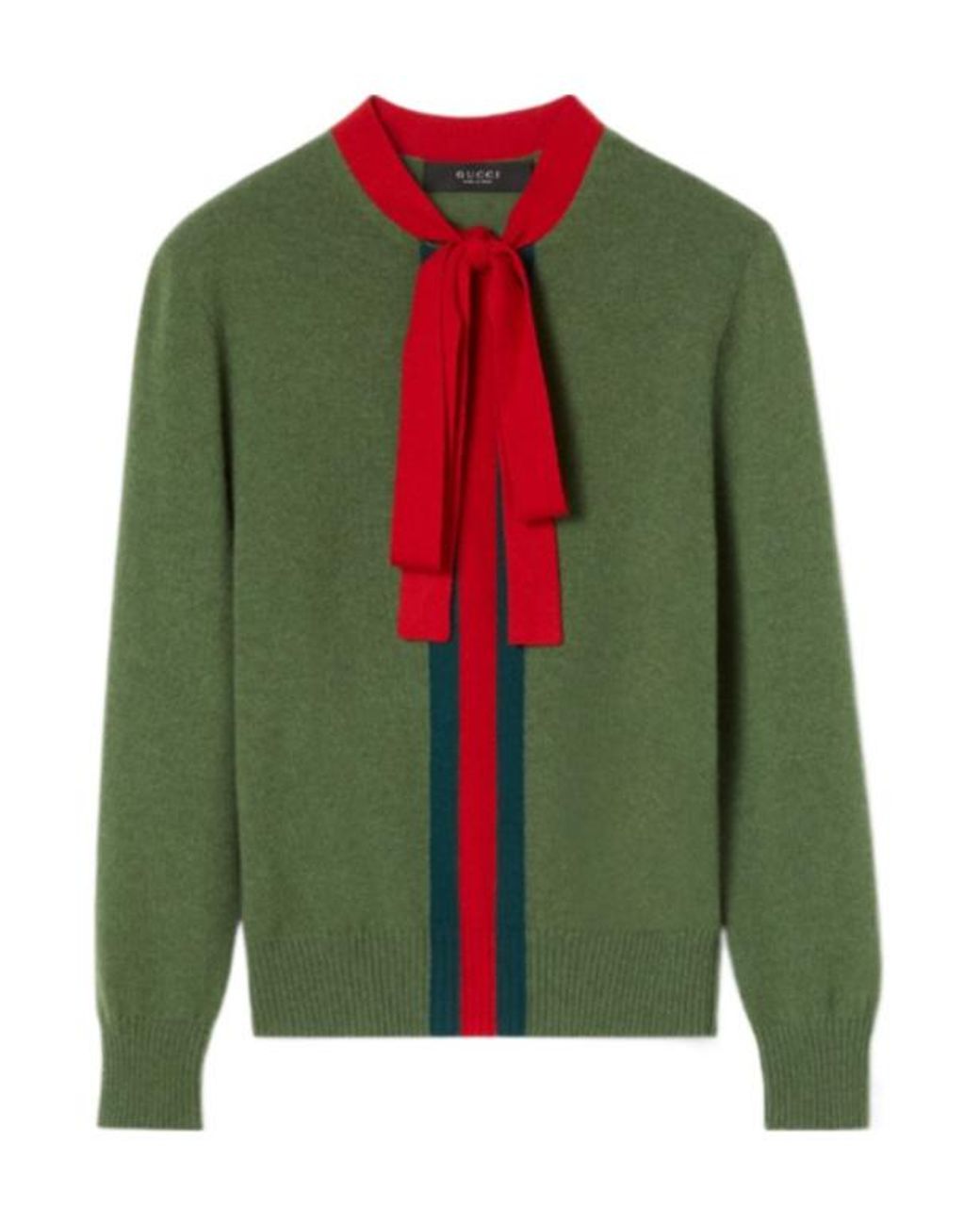 Gucci Green Knit Cashmere Sweater With Ribbon for men
