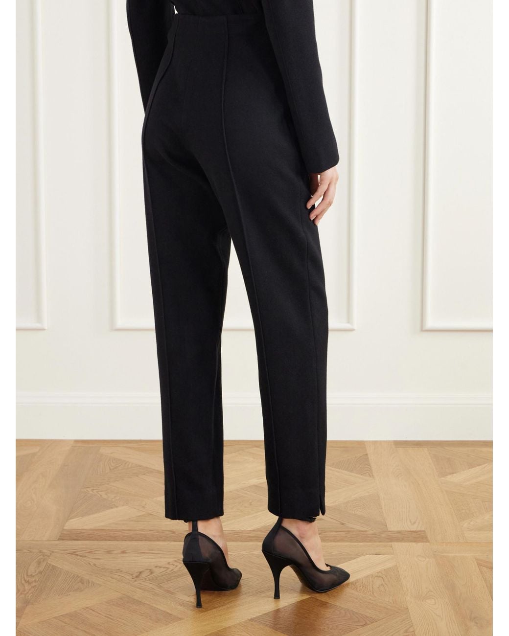 Alaïa Black Wool-Felt Tapered Pants