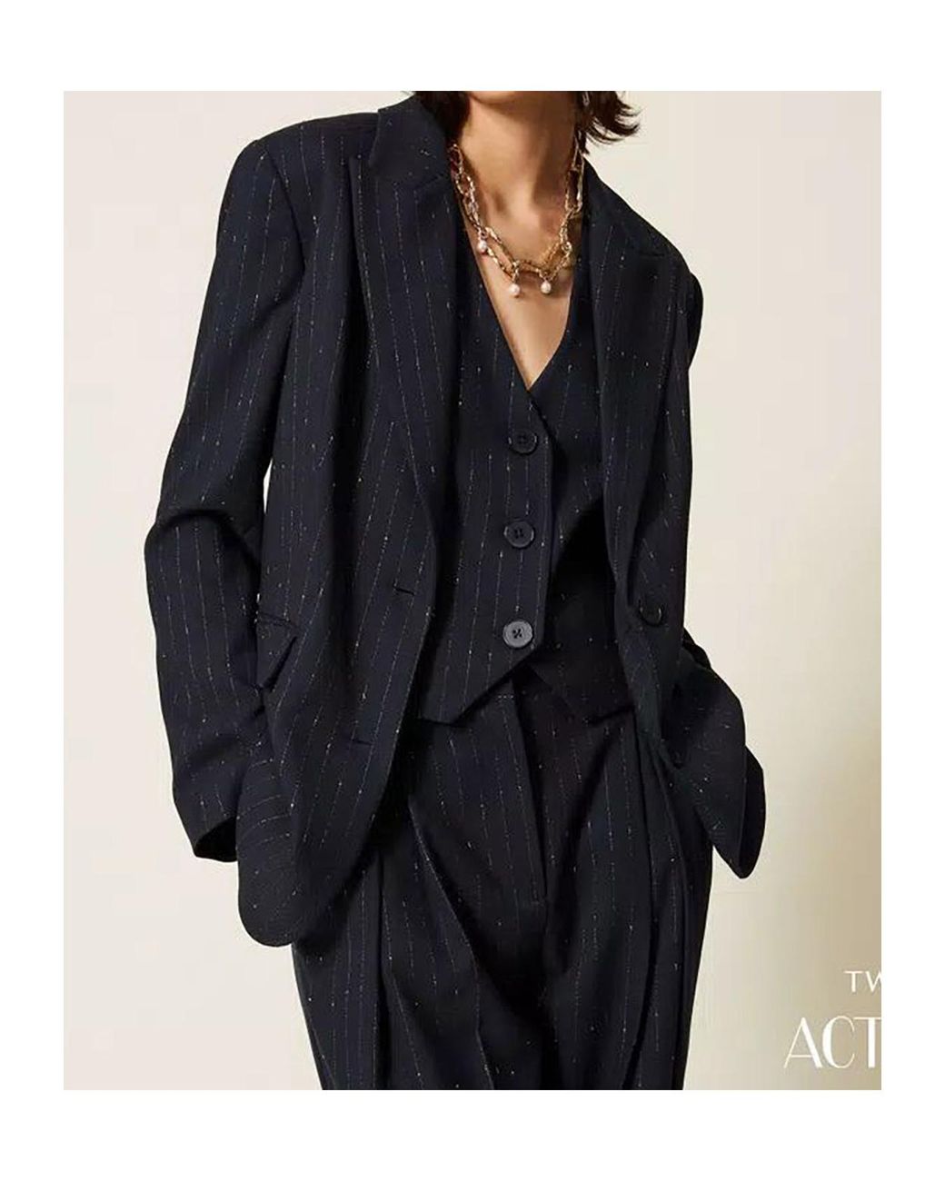 Twinset Blue Pinstriped Blazer