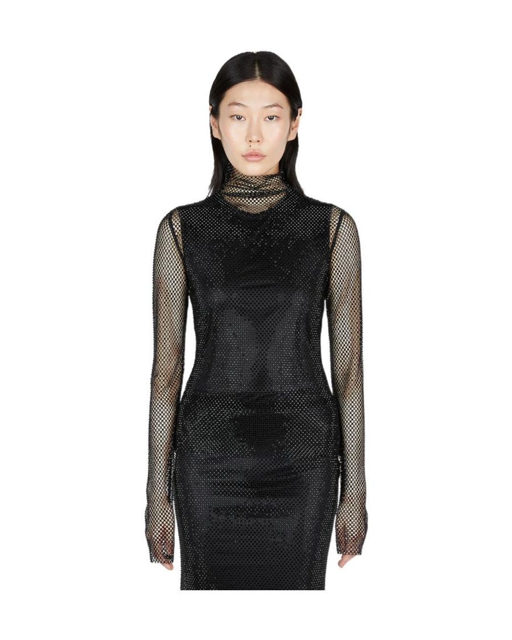 Sportmax Black High Neck Mesh Top