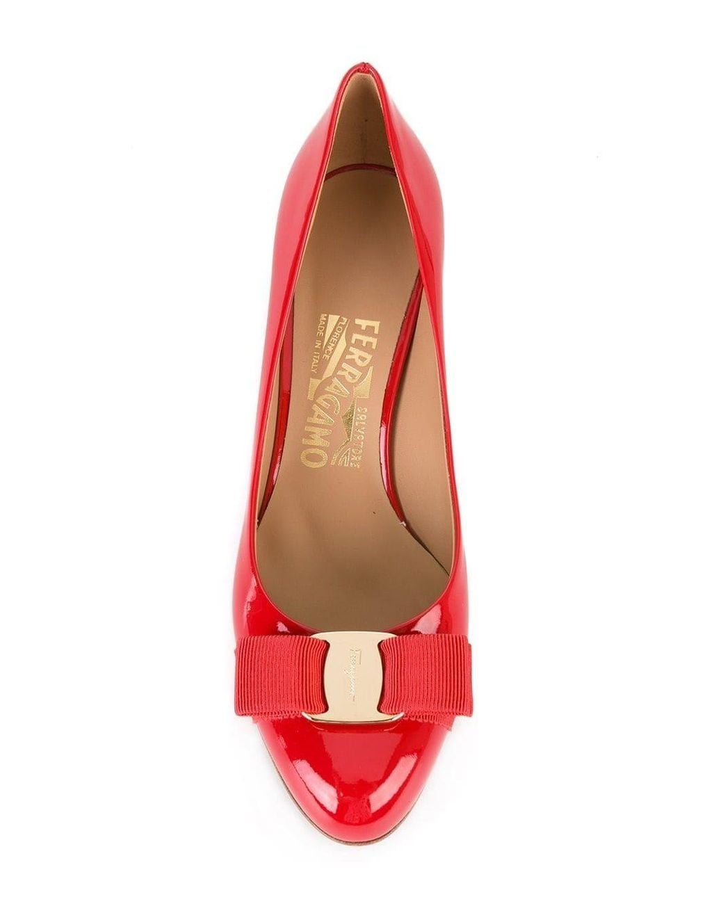 Ferragamo Red Carla 75Mm Leather Pumps