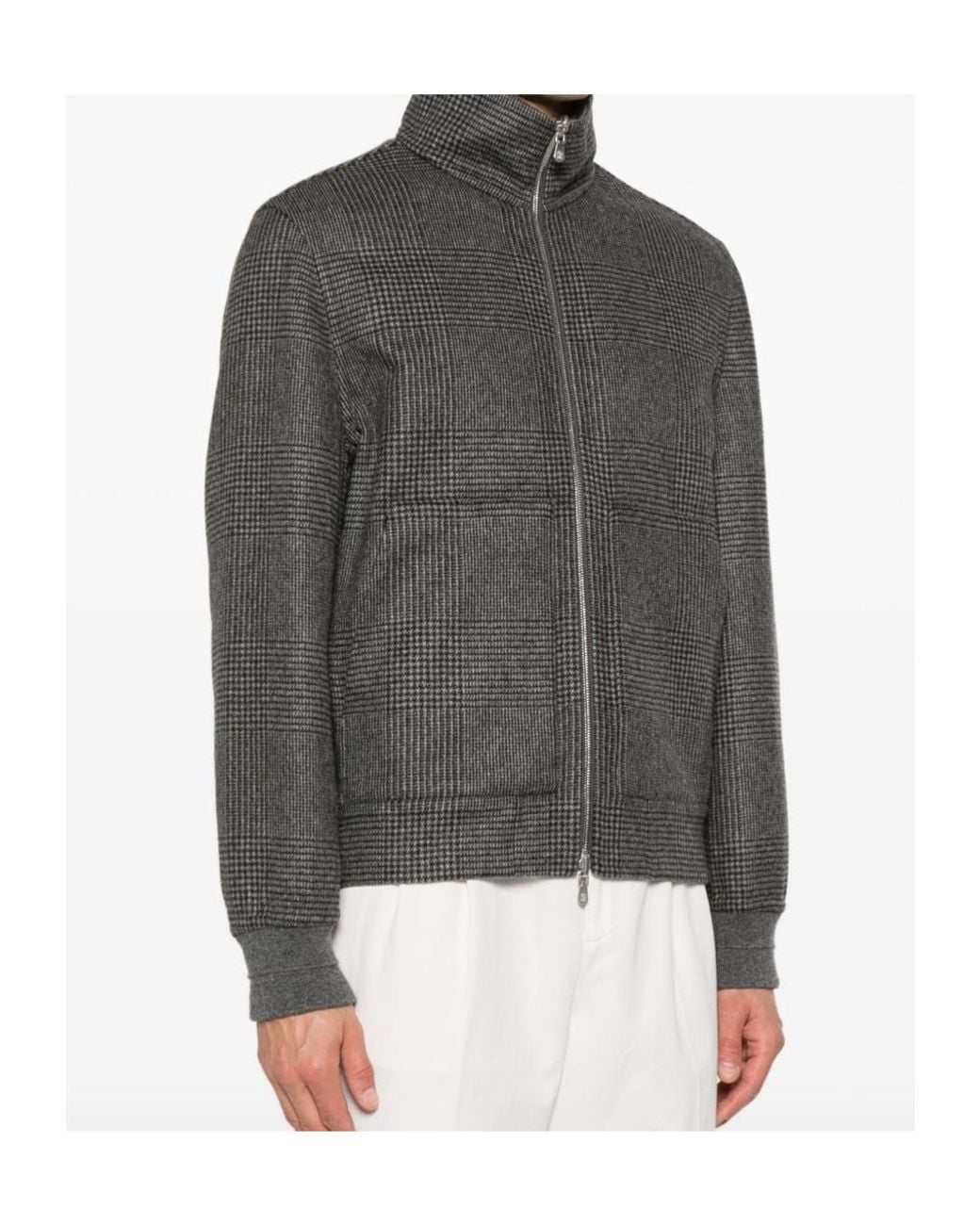 Brunello Cucinelli Gray Cashmere Bomber Jacket for men