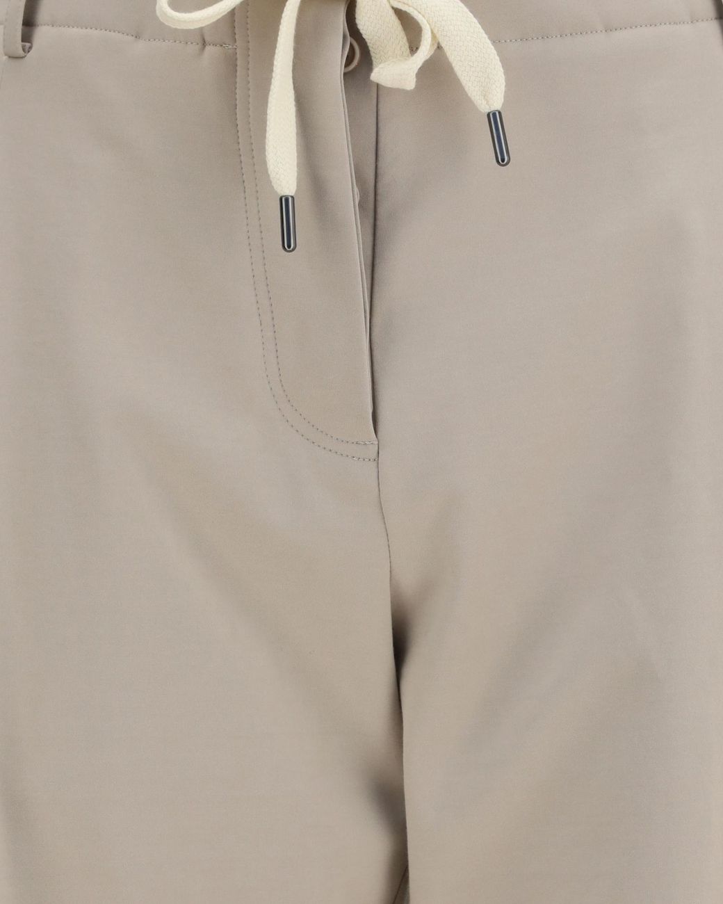 Brunello Cucinelli Natural Drawstring Straight-Leg Trousers