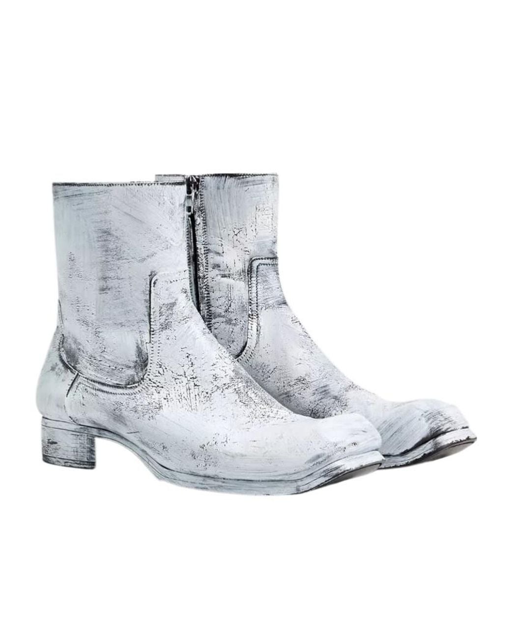 Maison Margiela Gray Float Printed Ankle Boots for men