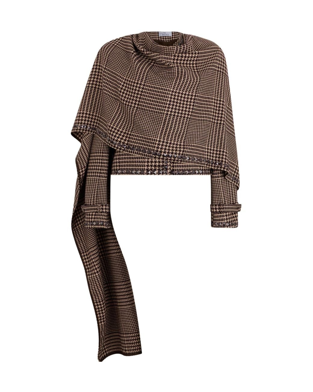 GIUSEPPE DI MORABITO Brown Houndstooth Asymmetric Cape