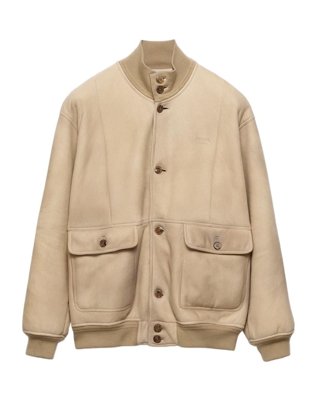Prada Natural Shearling Bomber Jacket for men