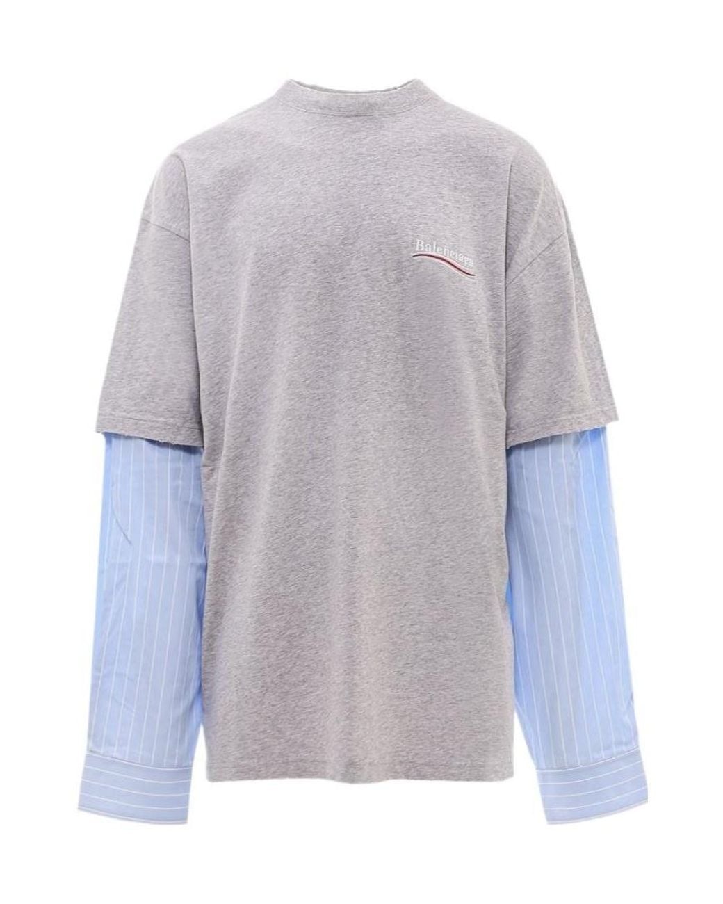 Balenciaga Gray T-Shirt Political Campaign Layered for men
