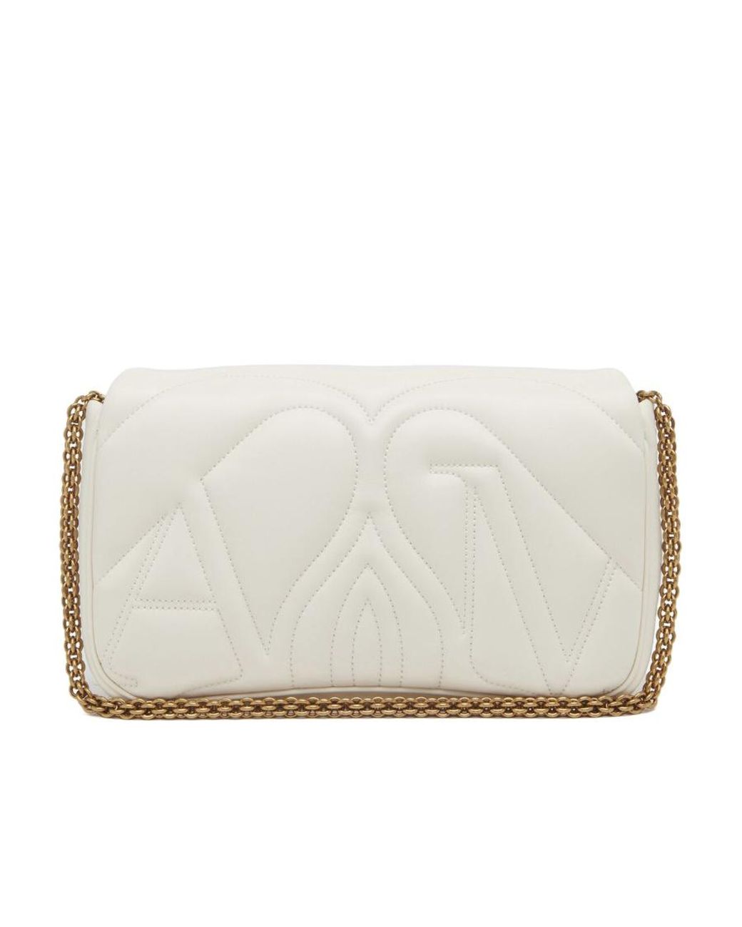 McQueen White The Seal Quilted Small Shoulder Bag