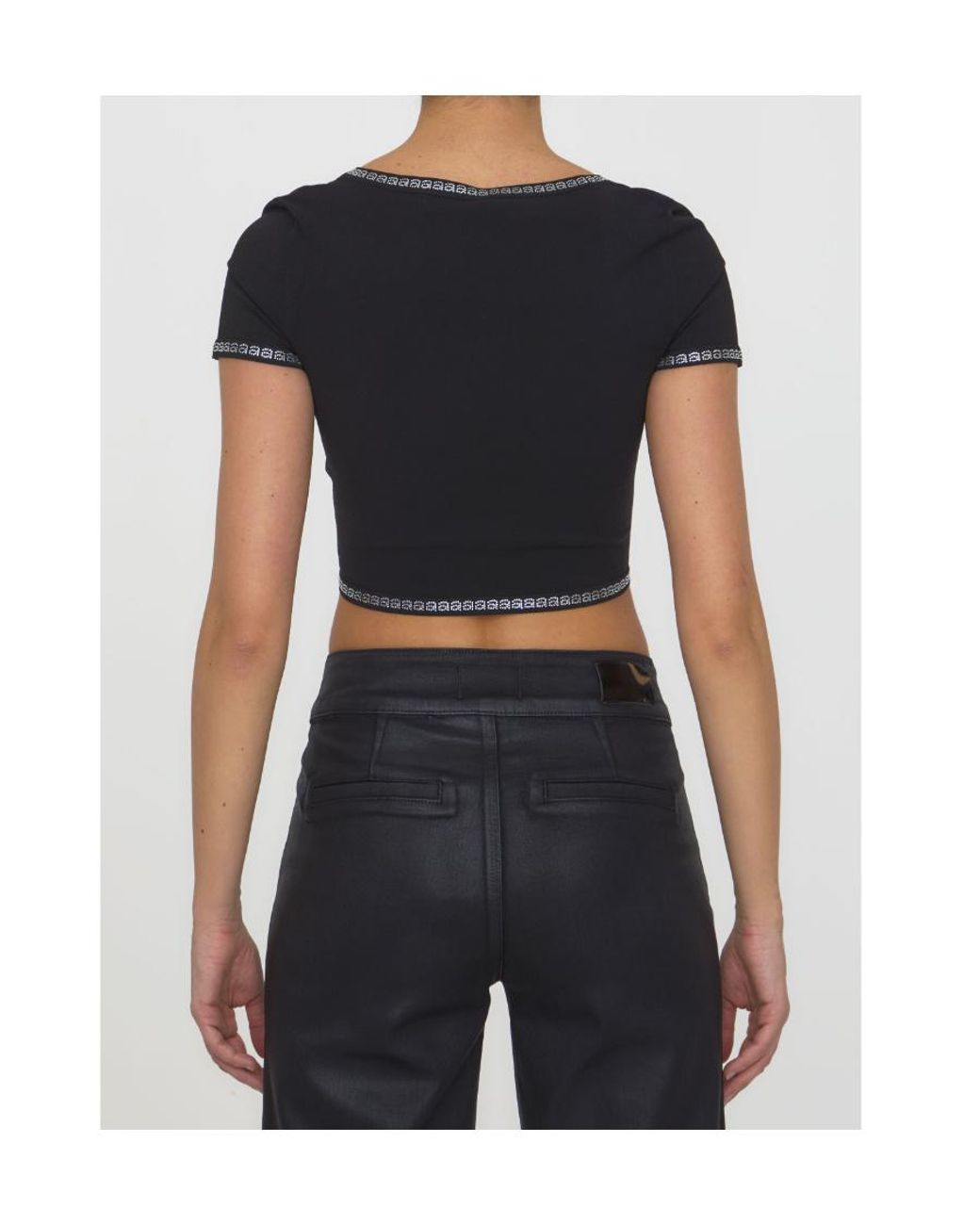Alexander Wang Black Logo-Detailed Crop Top