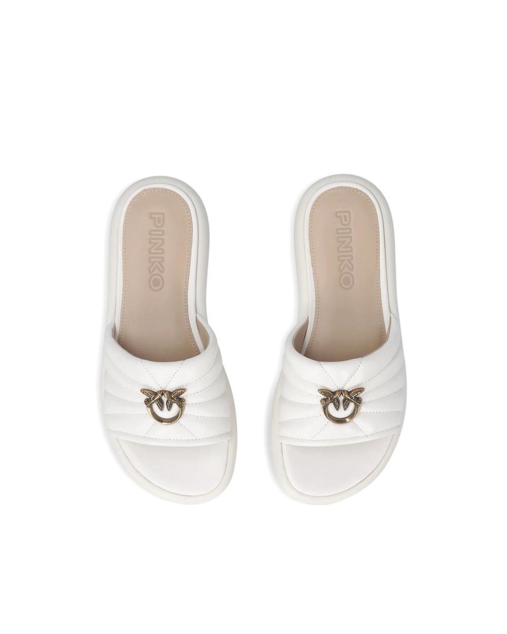 Pinko White Fiona 03 Logo Appliqué Slippers