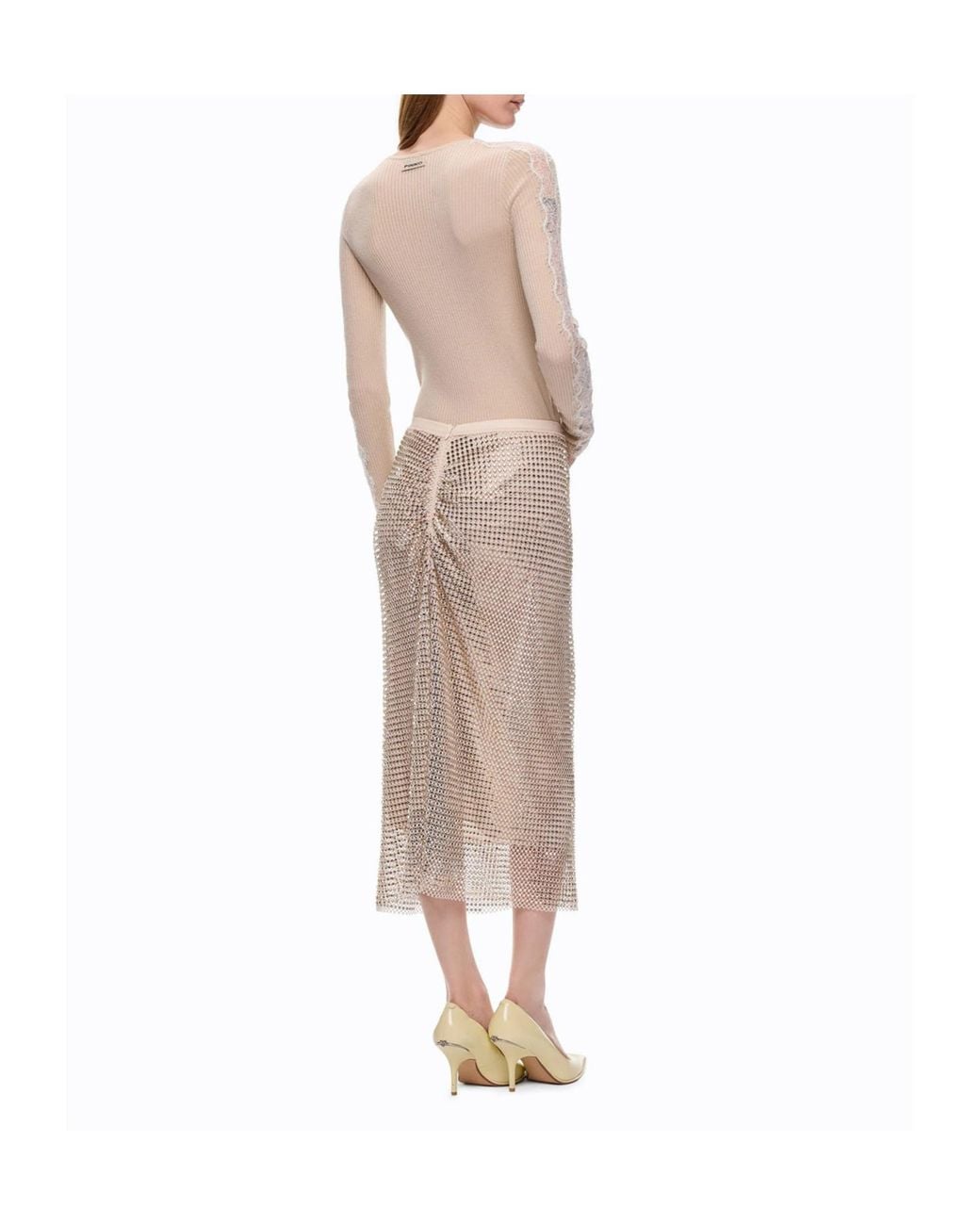 Pinko Pink Ribbed Sweater With Lace