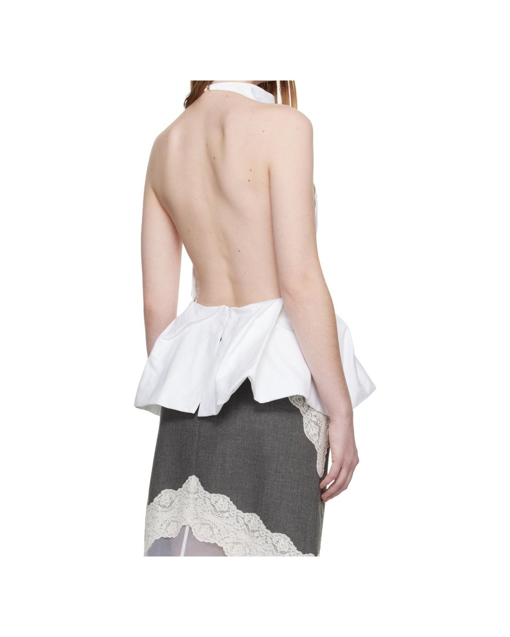 Magda Butrym White Backless Ruffled Top