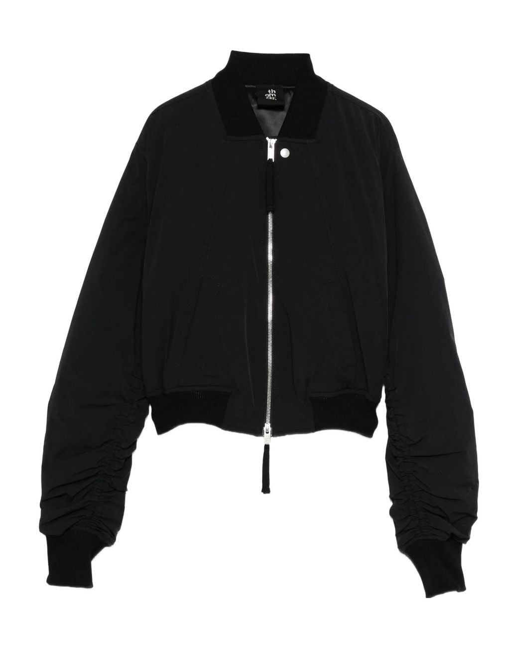 Thom Krom Black Zip-Up Ruched Bomber Jacket