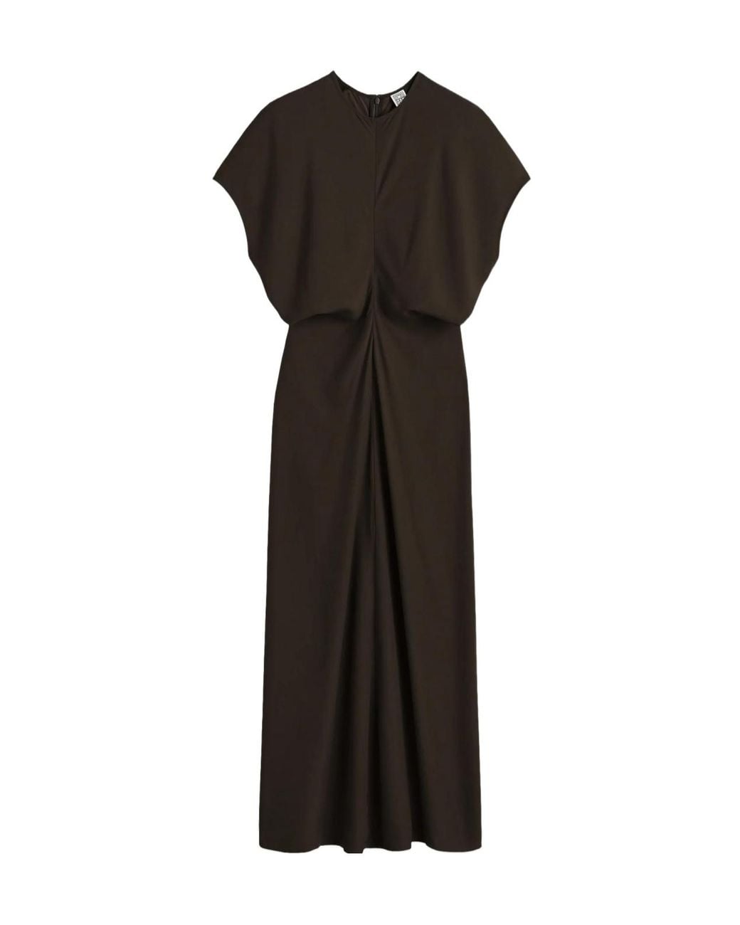 Totême Black Totême Wasit Drape Short-Sleeved Maxi Dress