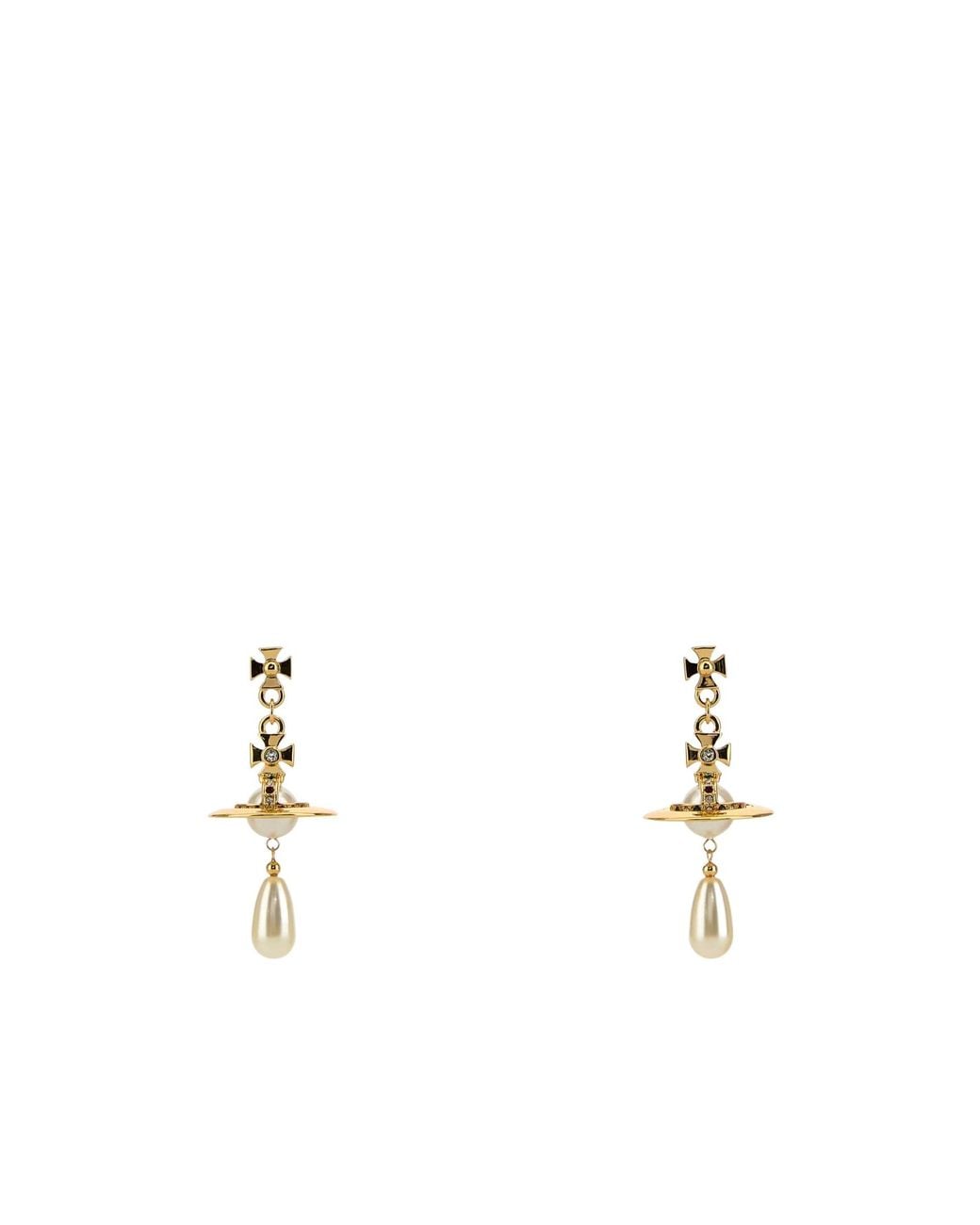Vivienne Westwood White Orb Embellished Drop Earrings