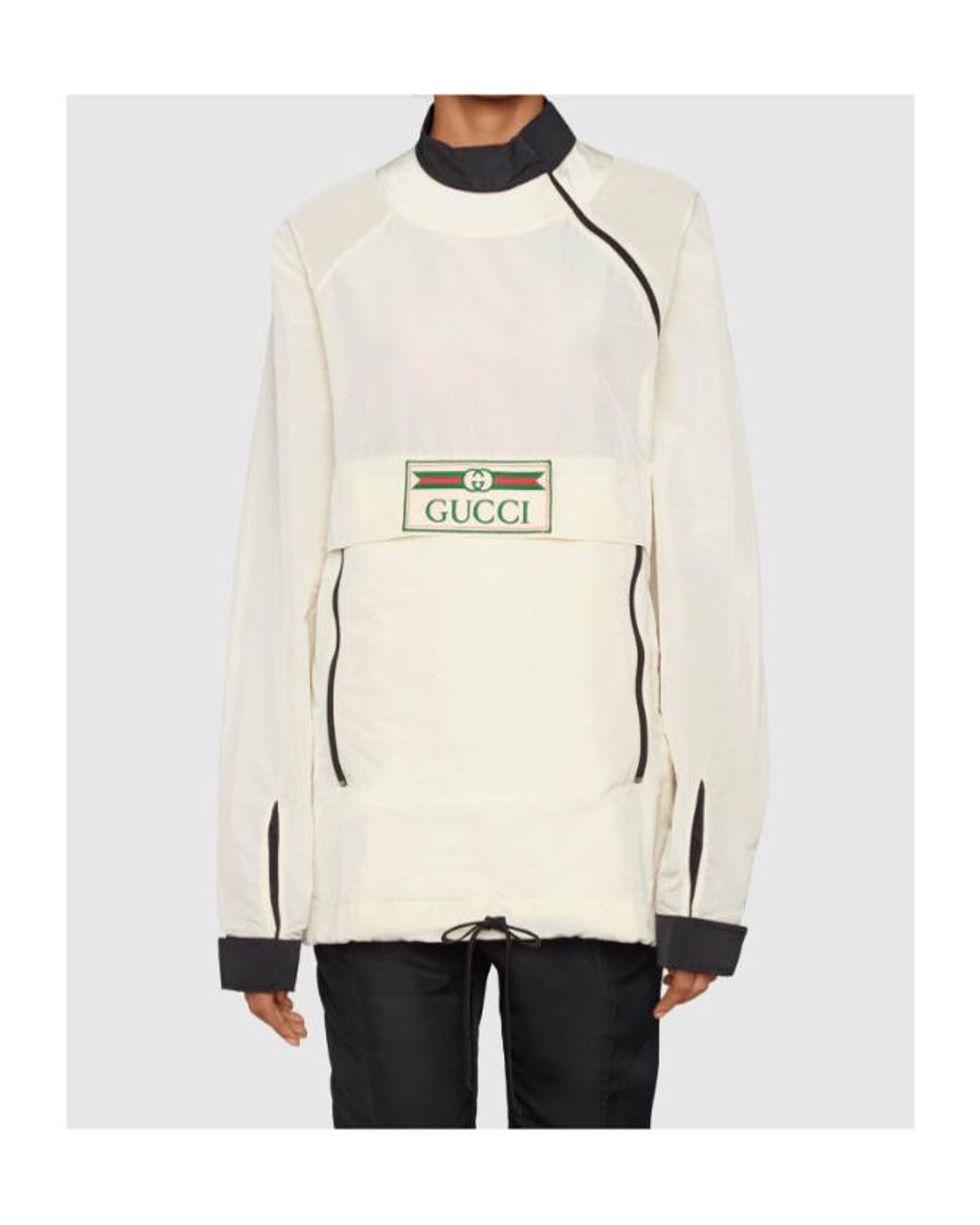 Gucci White Logo Patch Nylon Sweatshirt