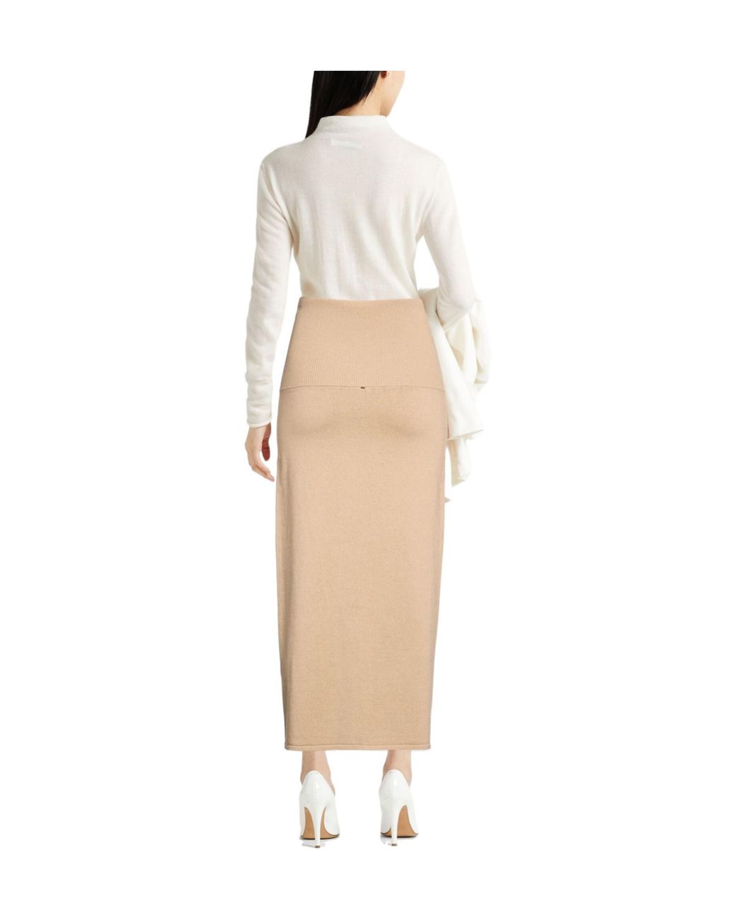 Sportmax Natural Knitted Midi Skirt