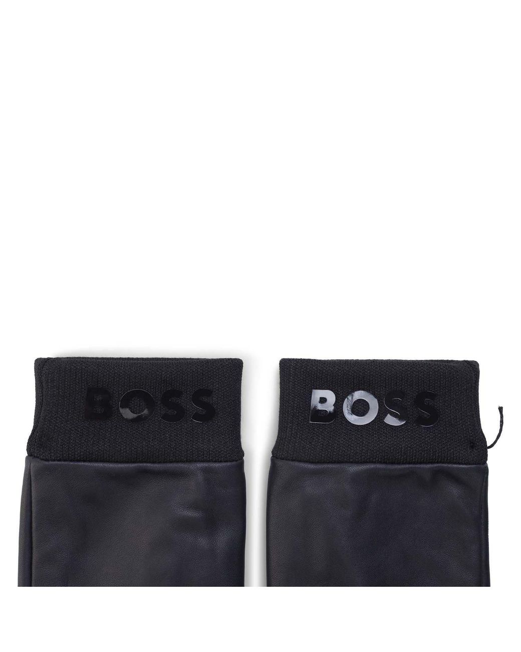 Boss Blue Leather Gloves for men