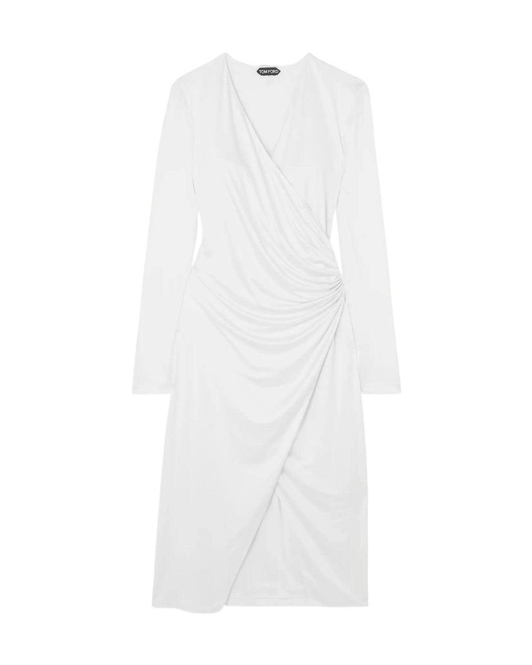 Tom Ford White Silk-Jersey Wrap Midi Dress