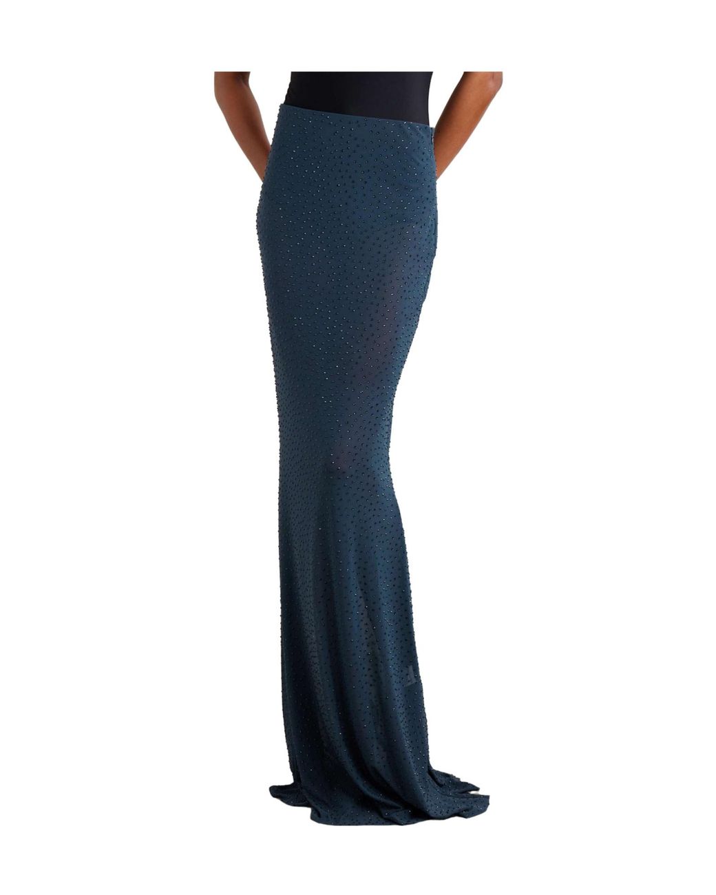 Rebecca Vallance Blue Stretch-Tulle Maxi Skirt