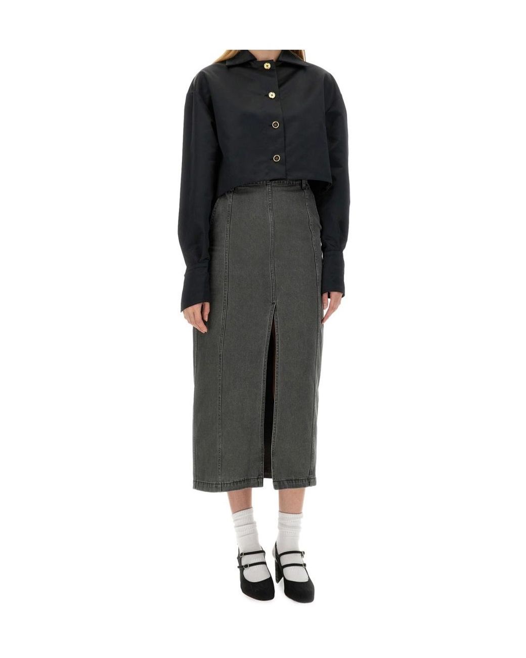 Patou Black Cropped Fit Buttoned Jacket