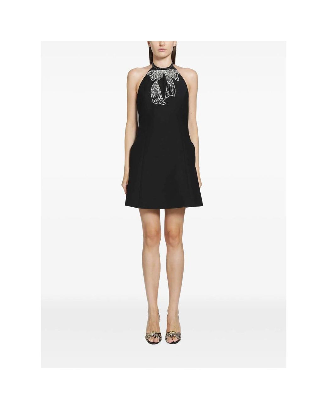 Valentino Black Bow Embellished Halterneck Dress
