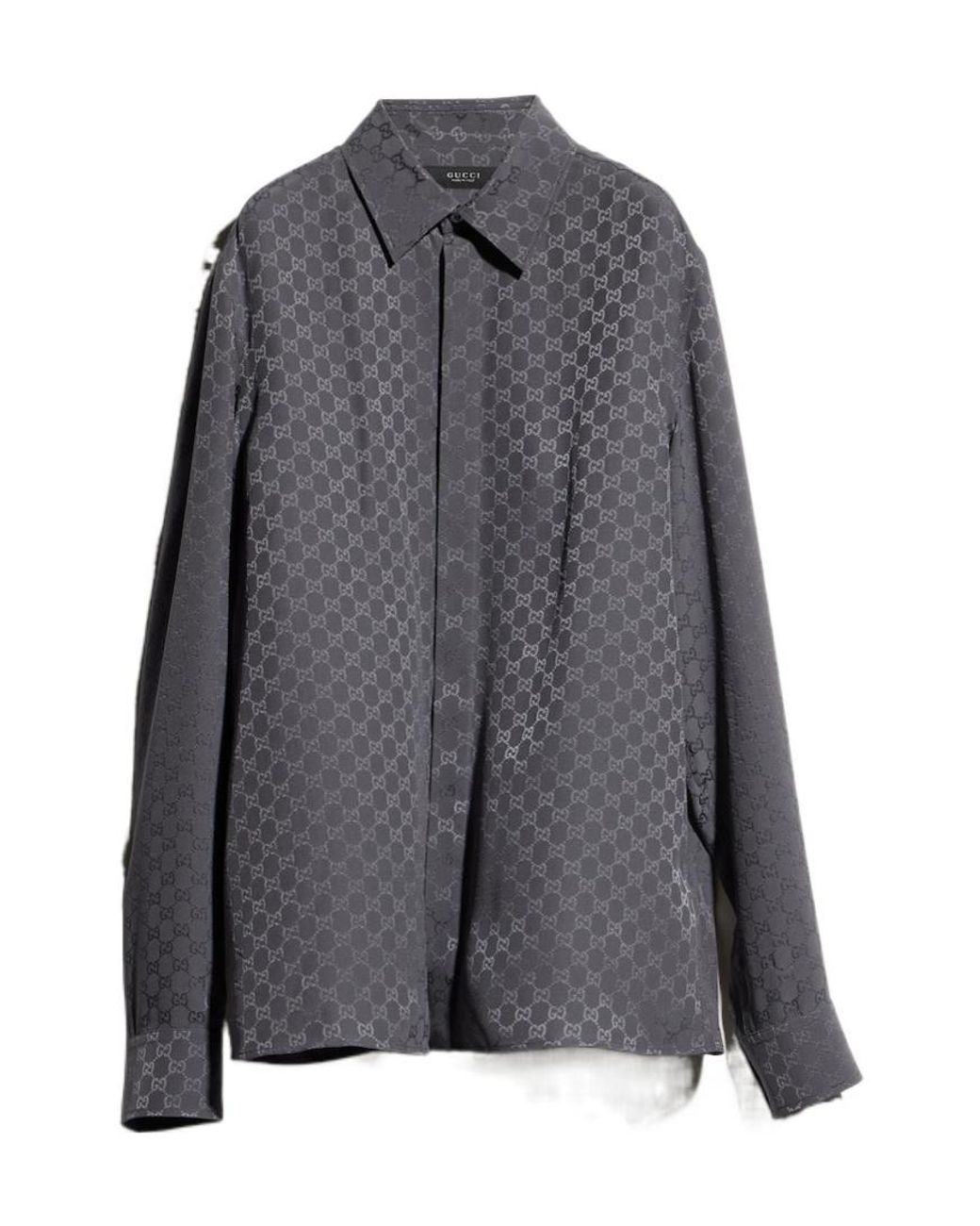 Gucci Gray Gg Jacquard Shirt