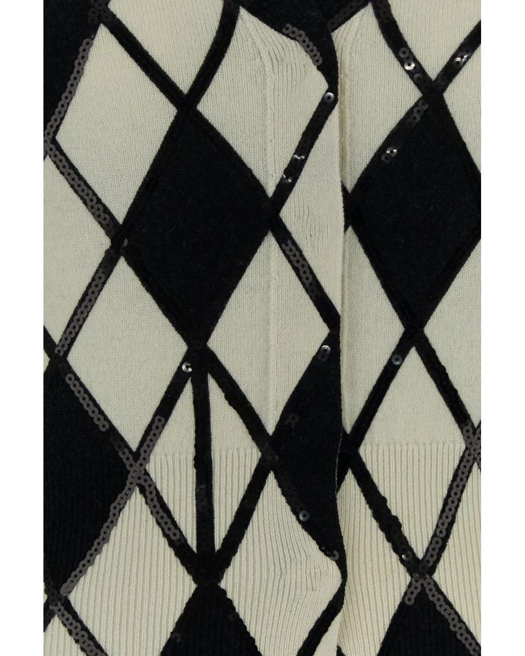 Blumarine Black Embroidered Wool Cashmere Cardigan