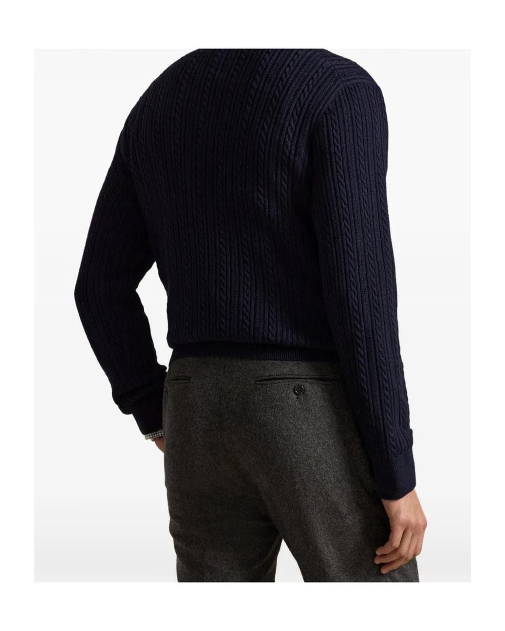 Polo Ralph Lauren Blue Cable-Knit Quarter-Zip Jumper for men