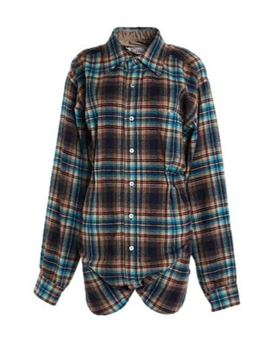 Maison Margiela Blue Plaid Wool Shirt