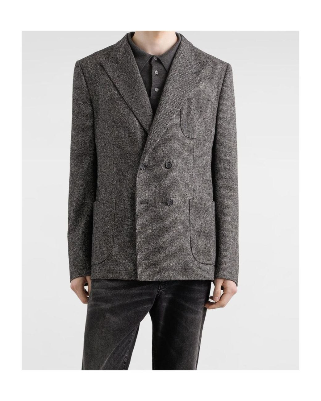 Dolce & Gabbana Gray Long-Sleeve Polo Shirt for men