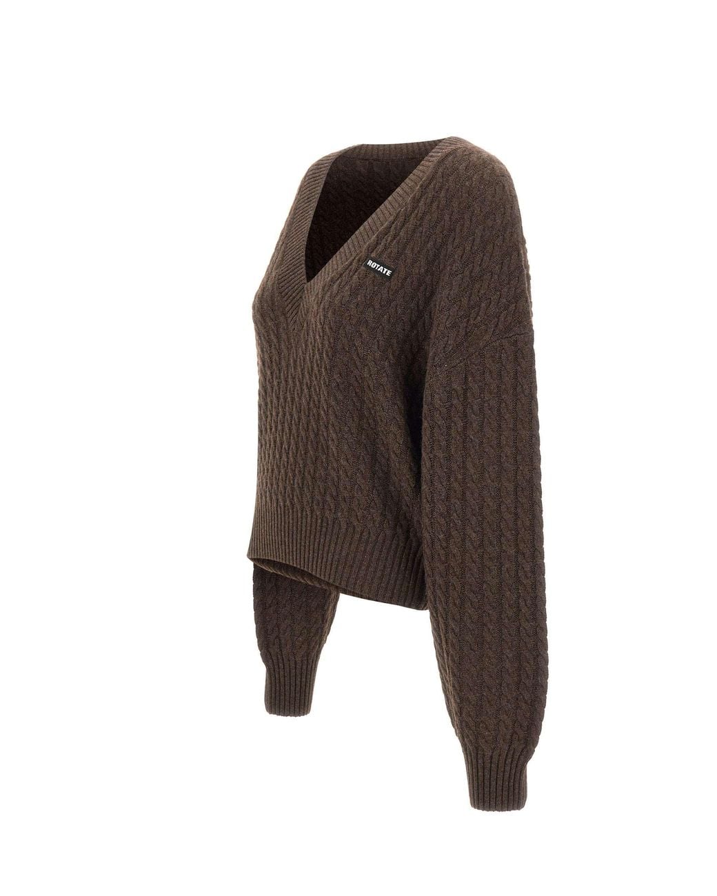 ROTATE BIRGER CHRISTENSEN Brown V-Neck Knitwear