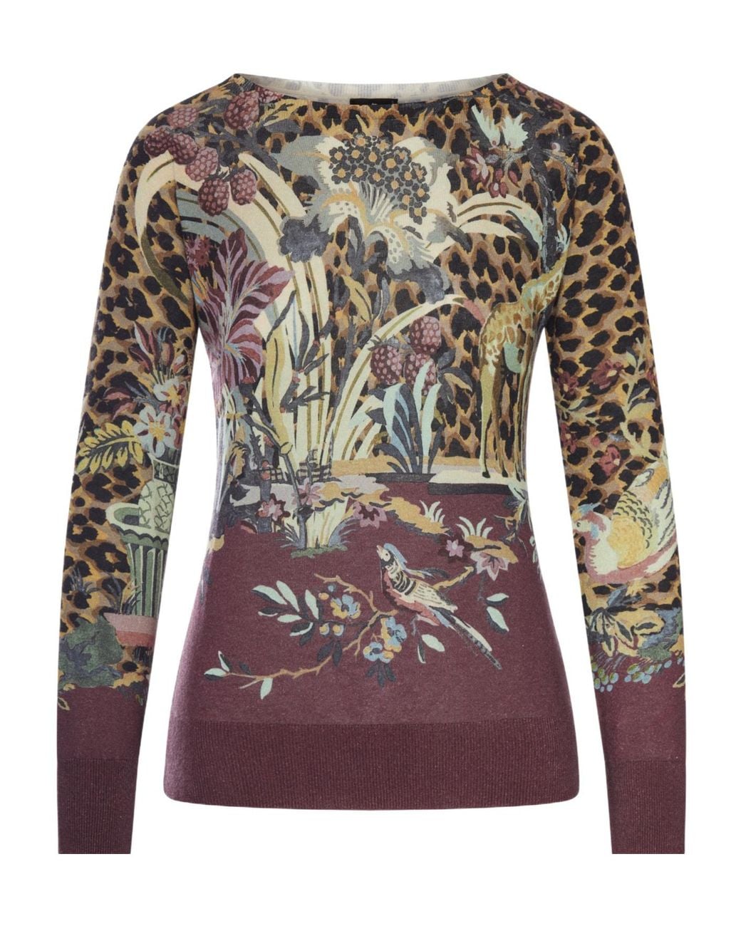 Etro Red Floral Print Knitted Jumper