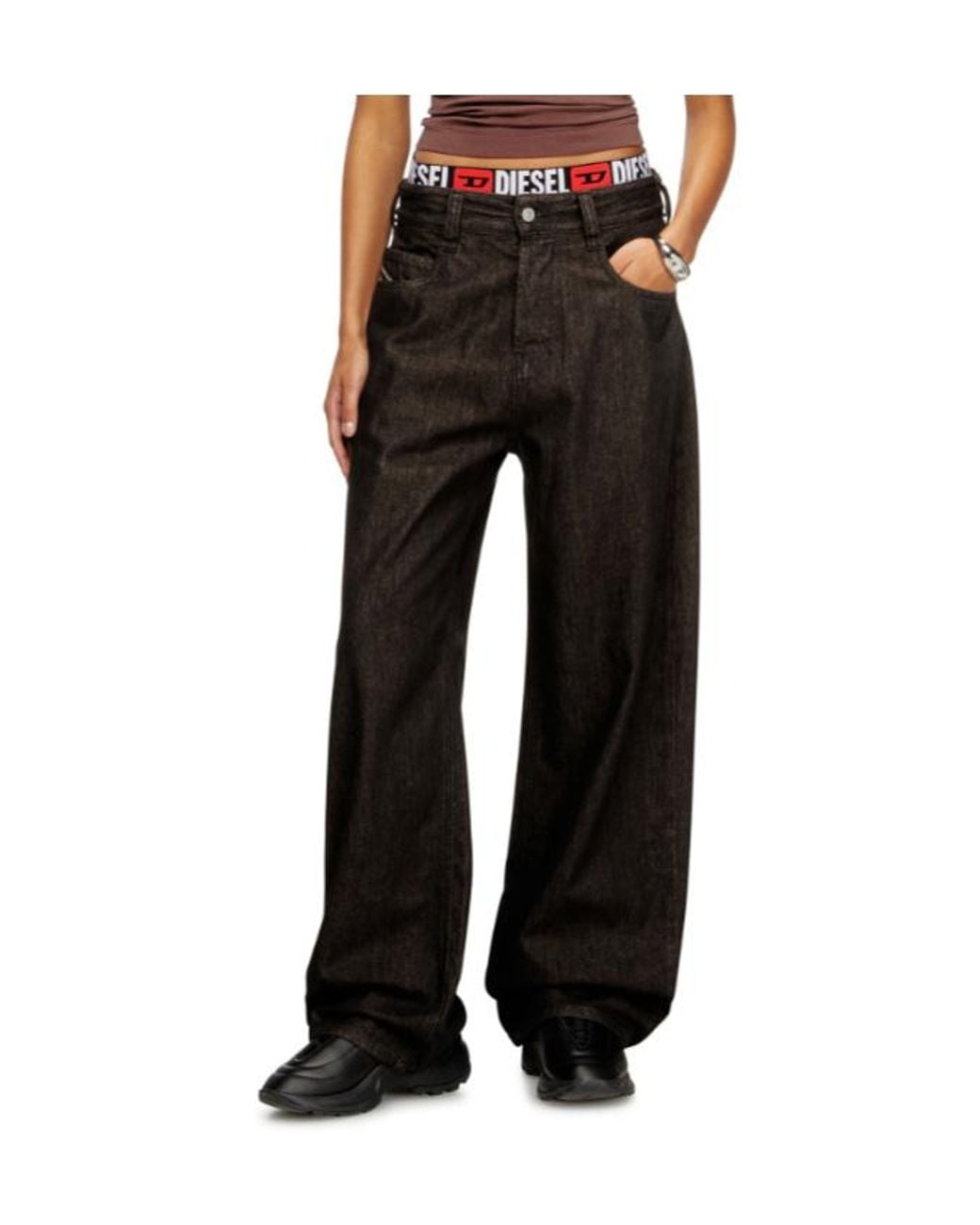 DIESEL Black 2001-D-Macro Straight Leg Distressed Jeans for men