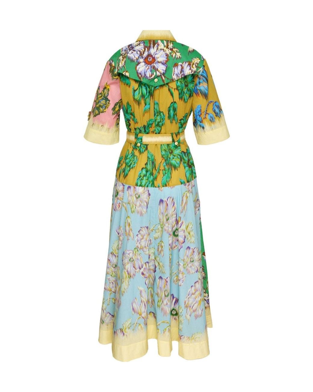 ALÉMAIS Green Jerry Floral-Printed Belted Maxi Shirt Dress