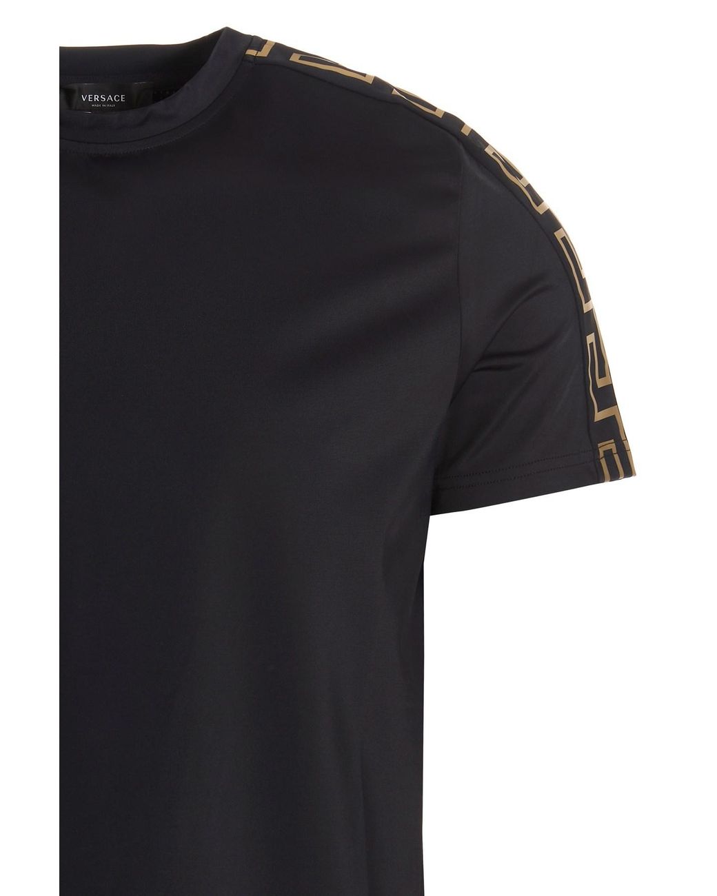 Versace Black La Greca-Print Short-Sleeve T-Shirt for men