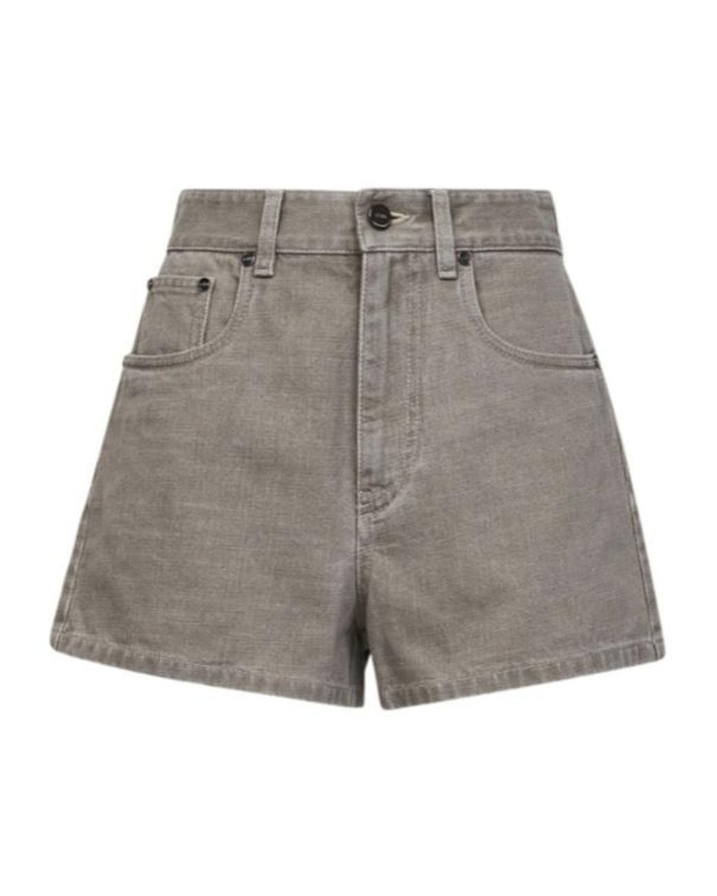 Fendi Gray Logo Detailed Denim Shorts