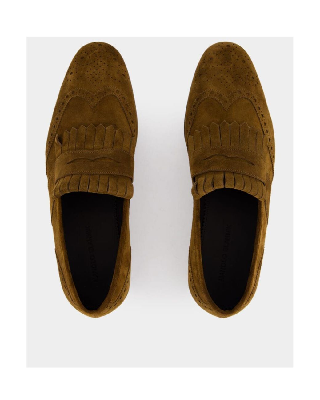 Manolo Blahnik Brown Round Head Loafer Shoes for men