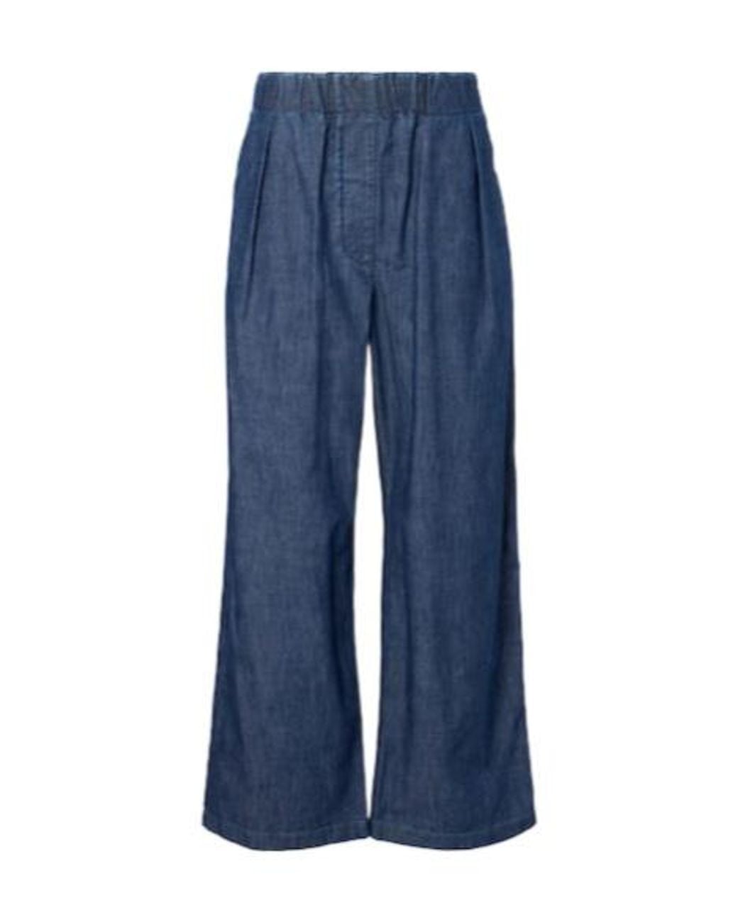 Jil Sander Blue Cotton Chambray Wide-Leg Pants