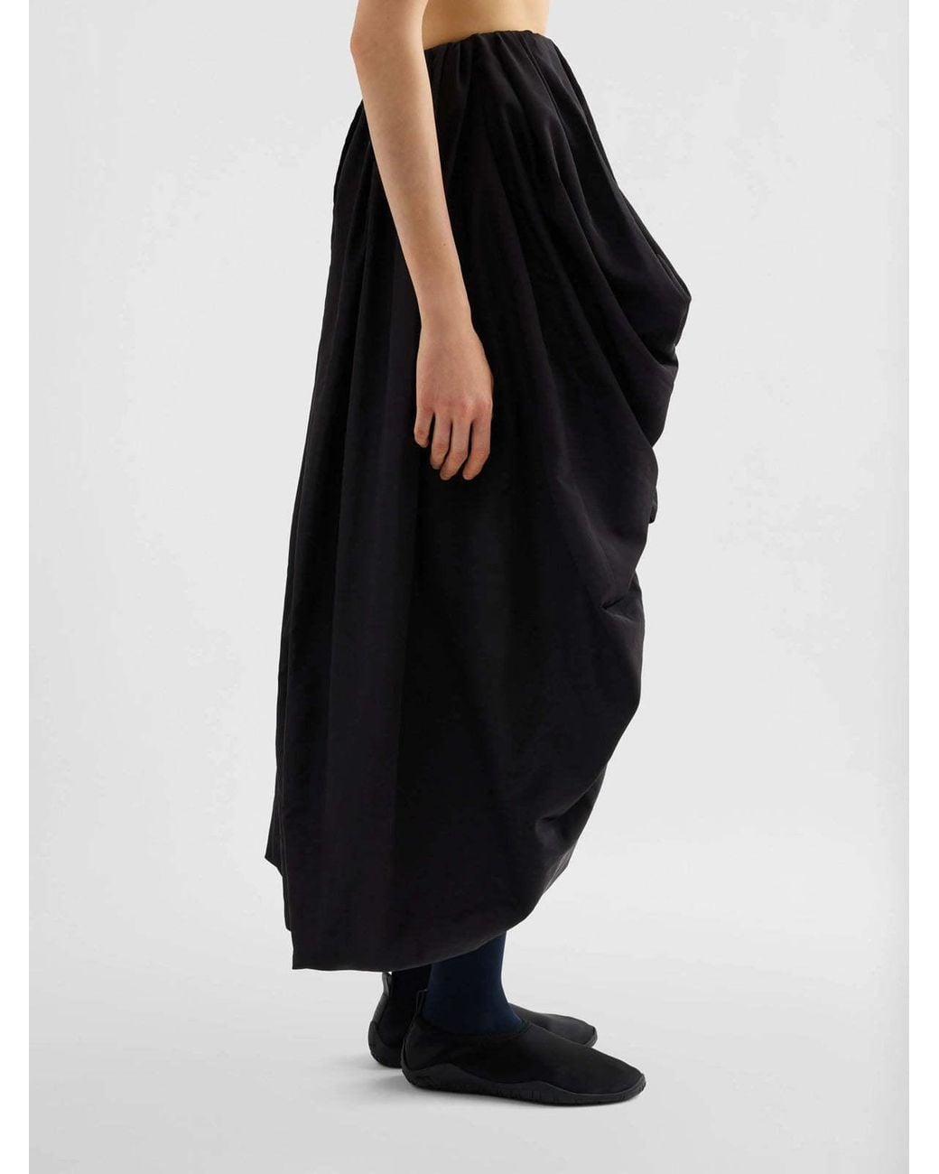 Jil Sander Black Draped Taffeta Balloon Skirt