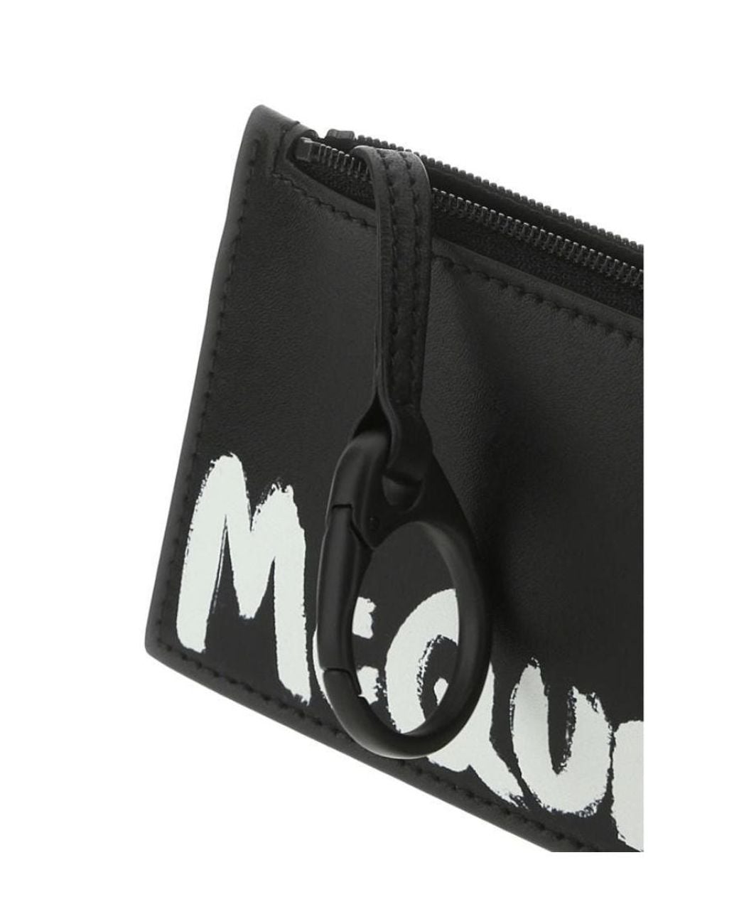 McQueen Black Logo Printed Card Holder for men