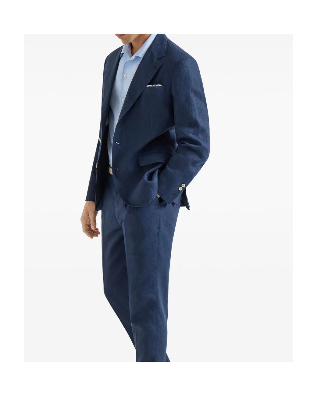 Brunello Cucinelli Blue Short-Sleeved Button-Up Shirt for men