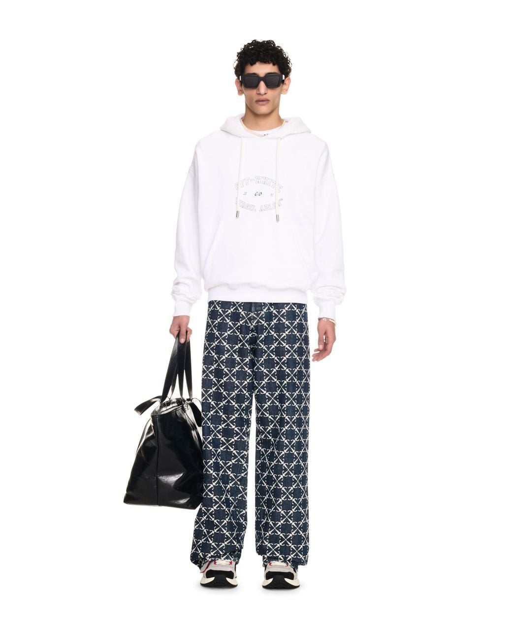 Off-White c/o Virgil Abloh White Logo Printed Drawstring Hoodie for men