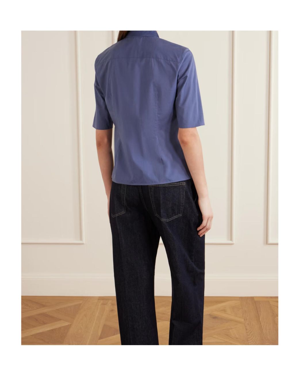 Jil Sander Blue Pleated Short-Sleeve Shirt