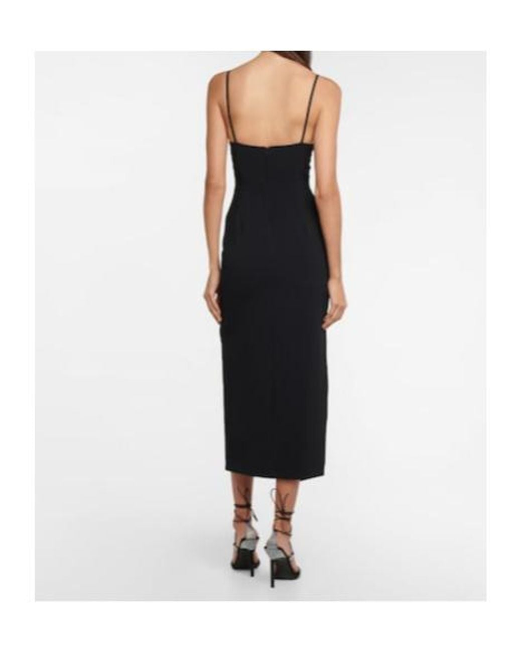 David Koma Black Embellished Midi Dress